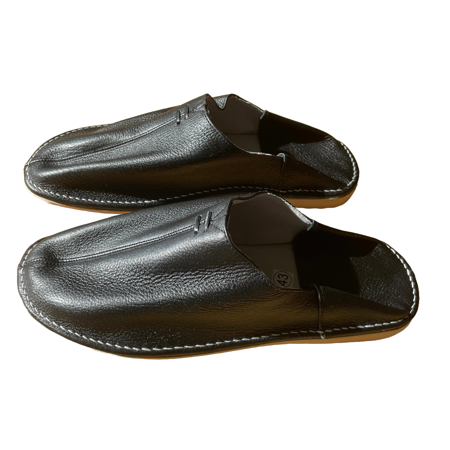 Babouche marocaine en cuir noir pour homme - vue latérale
