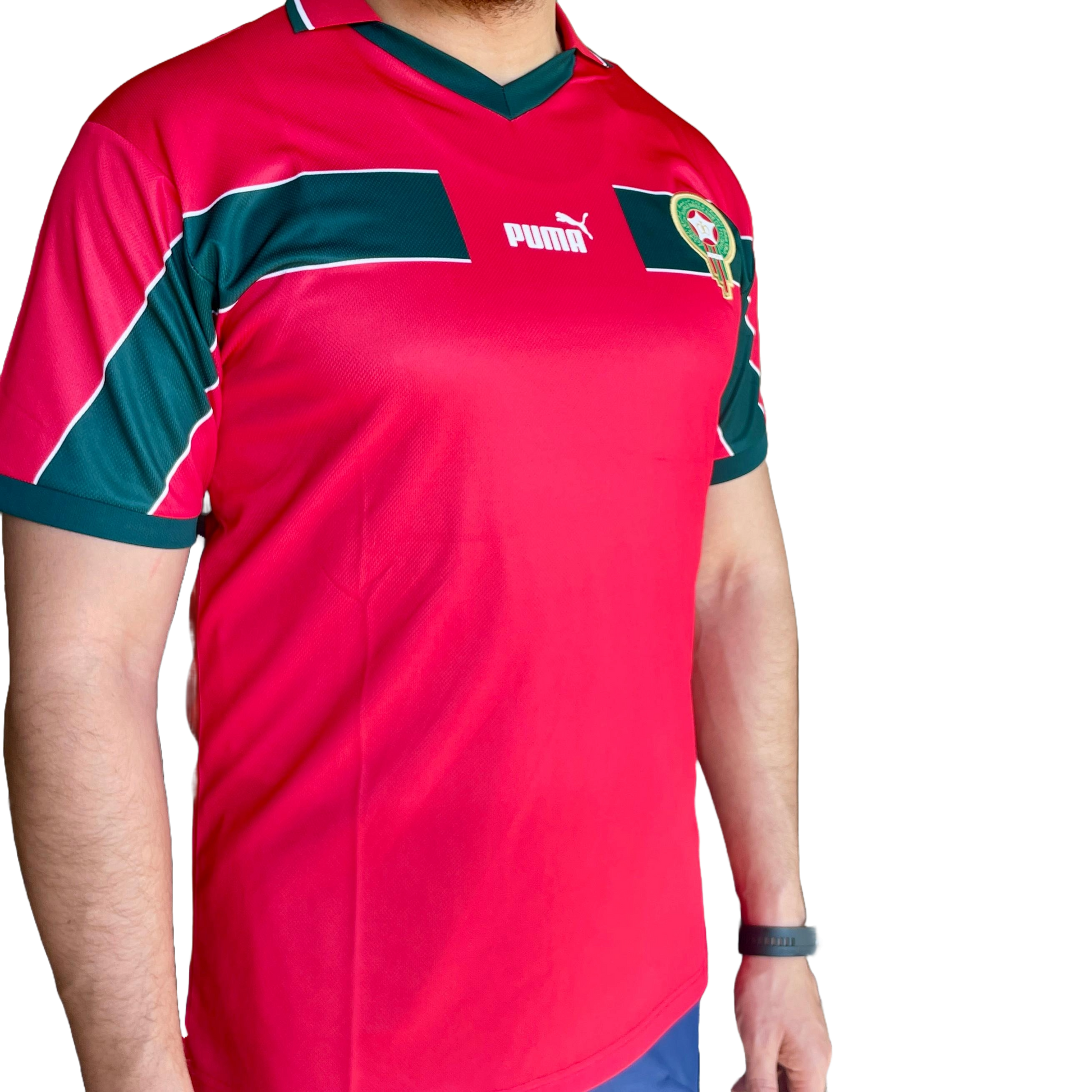 Maillot Rétro Maroc 1998 Rouge - vue face latérale