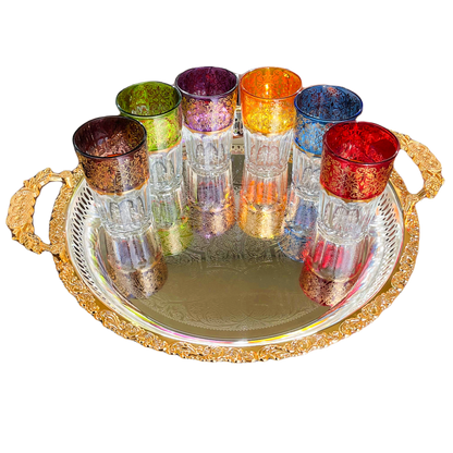 Duo Royal : 6 Verres et Grand Plateau Bicolore