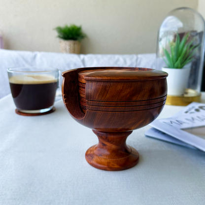 12 Sous-Tasses en Bois de Thuya