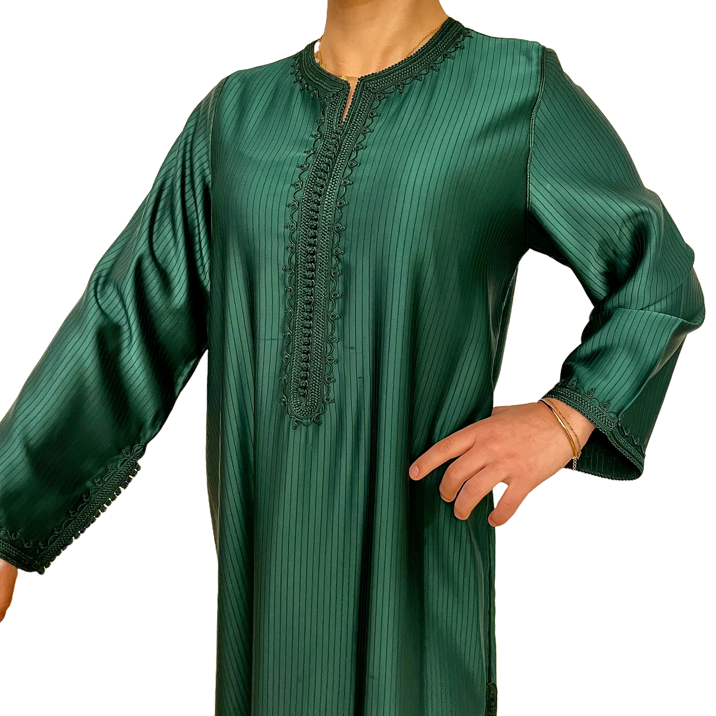 Caftan en Satin Vert Émeraude