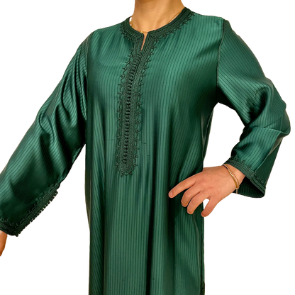 Caftan en Satin Vert Émeraude